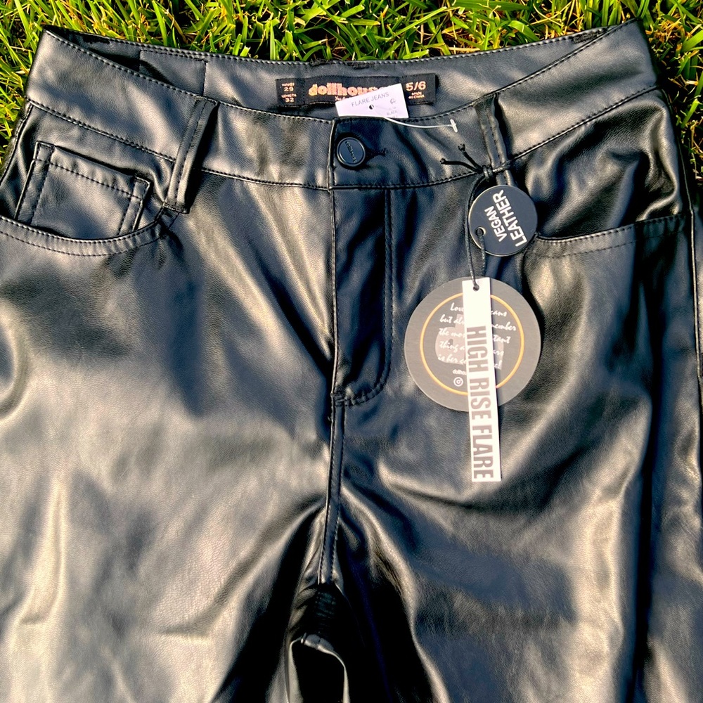 Dollhouse Vegan High Rise wide leg Leather Pants 29 / 32 NWT